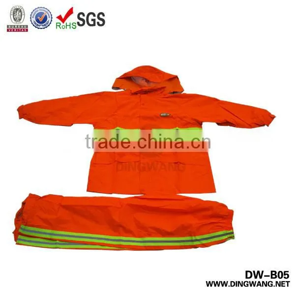 Popular Orange Reflective Safety Rain Clothes