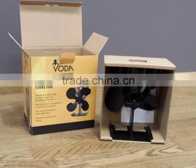Voda 2 Blade Heat Eco Stove Fan Log Burner Fire Fan Wood Burning Black