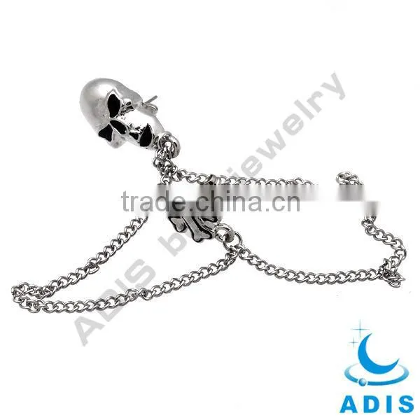 316L stainless steel ear chain linked tragues barbell with skull studs