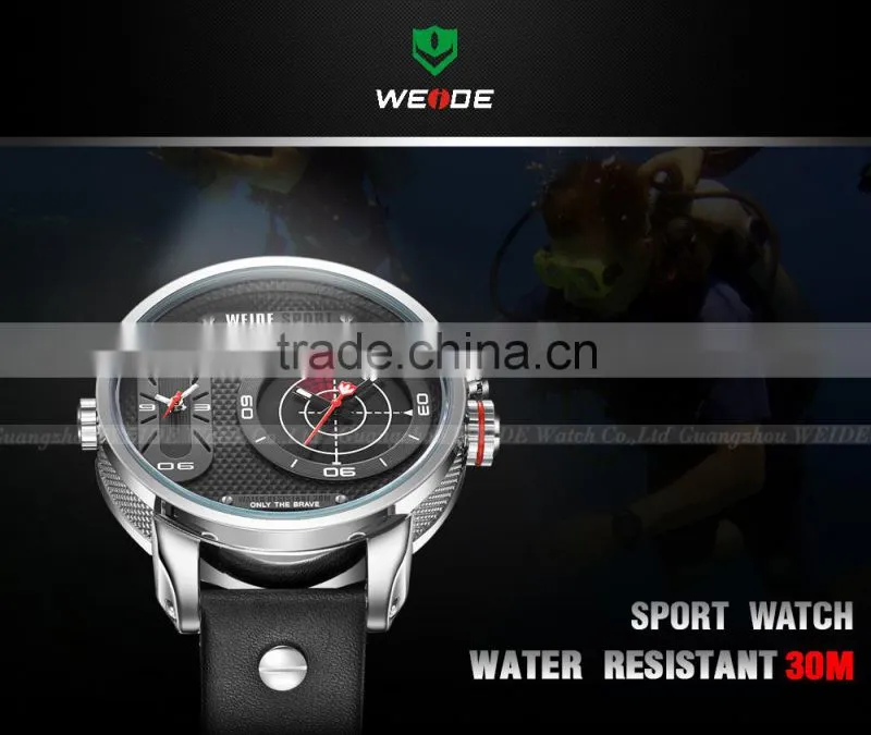 Weide Oversize Quartz Analog Dual Time Zone Digital Watches With Genuine Leather Band Water Resistant Watches Men Alibaba.China