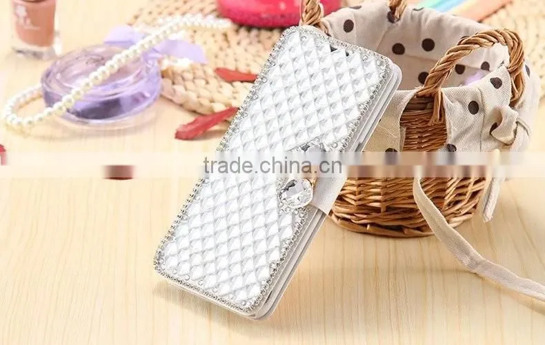 Luxury Leather Bling Crystal Diamond Bow Wallet Case for S7/S7 edge .For iphone 6/6s bling crystal wallet case