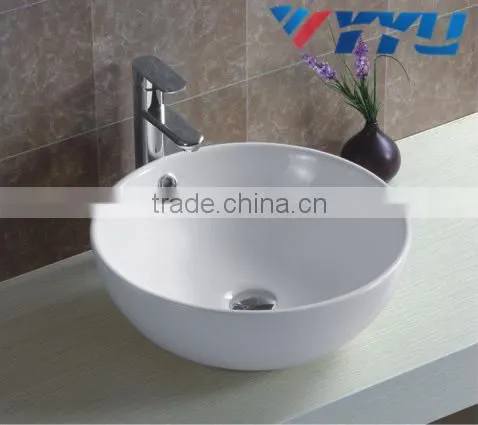 bathroom ceramic art basin sanitary ware round shape single hole white clear hot sale wc art basin YB001