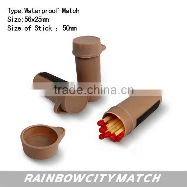 Plastic waterproof and windproof matches in colourful cylinder