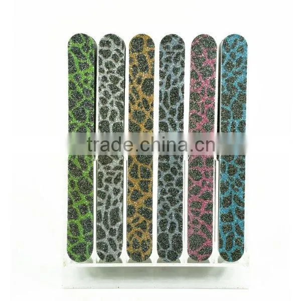 Wholesale custom shiny glitter beauty nail file giraffe personalized emery board one side decorative manicure tools factory