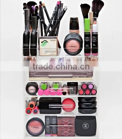 Acrylic Makeup Organizer Large 4 Drawer with Storage Modular Tray