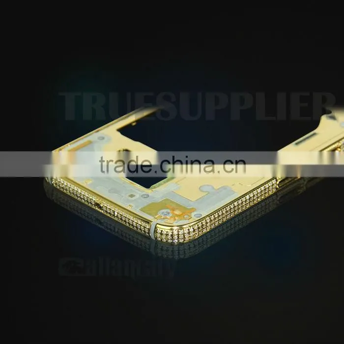 gold plating diamond encrusted for samsung galaxy s6 middle housing replacement, for samsung galaxy s6 middle plate