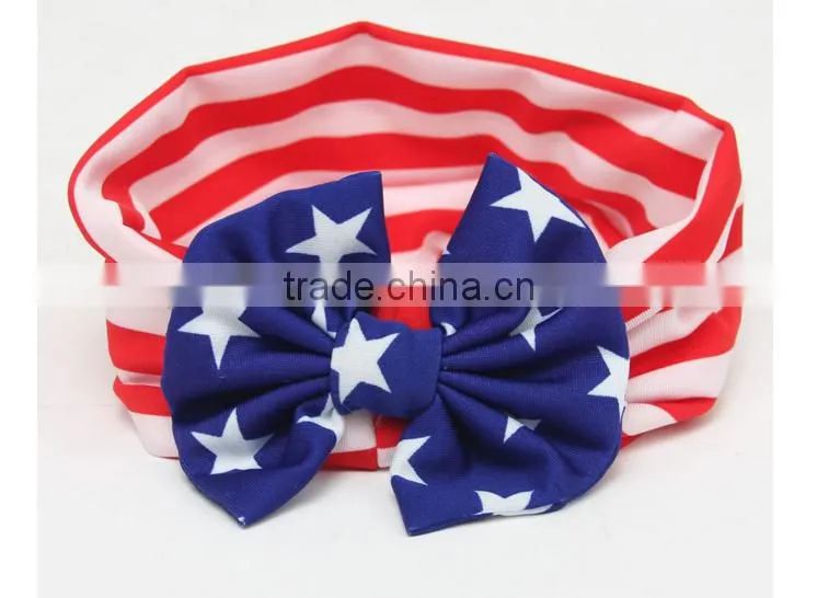 The new baby children's hair accessories National Day flag models rabbit ears bow cross with the new foreign trade