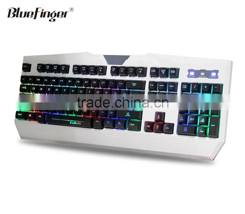 USB laptop with white keyboard for gaming in rainbow backlit