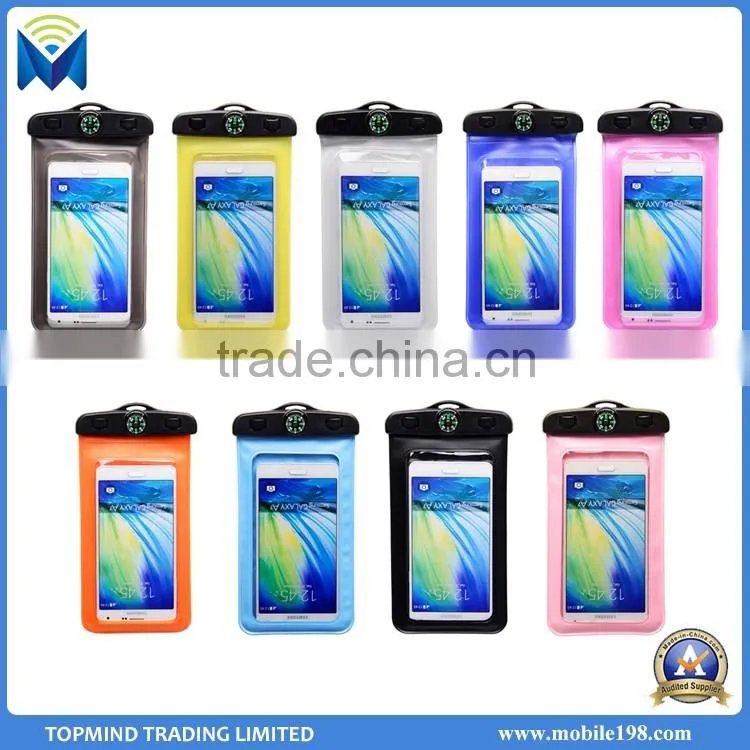 Cheap price waterproof smartphone bag, waterproof swimming bag with compass