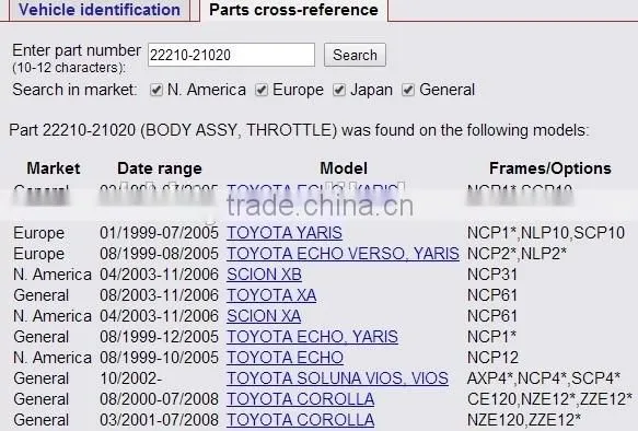 Throttle Body Assembly For TOYOTA ECHO / YARIS 22210-21020