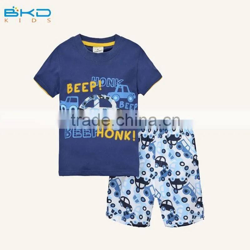 BKD O-neck dark bule infant clothing set
