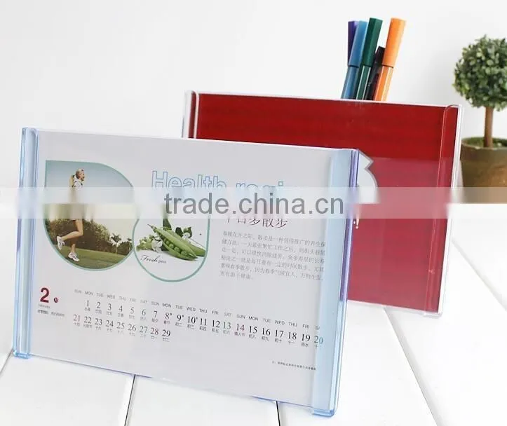 2017 with pen holder acrylic desk calendar