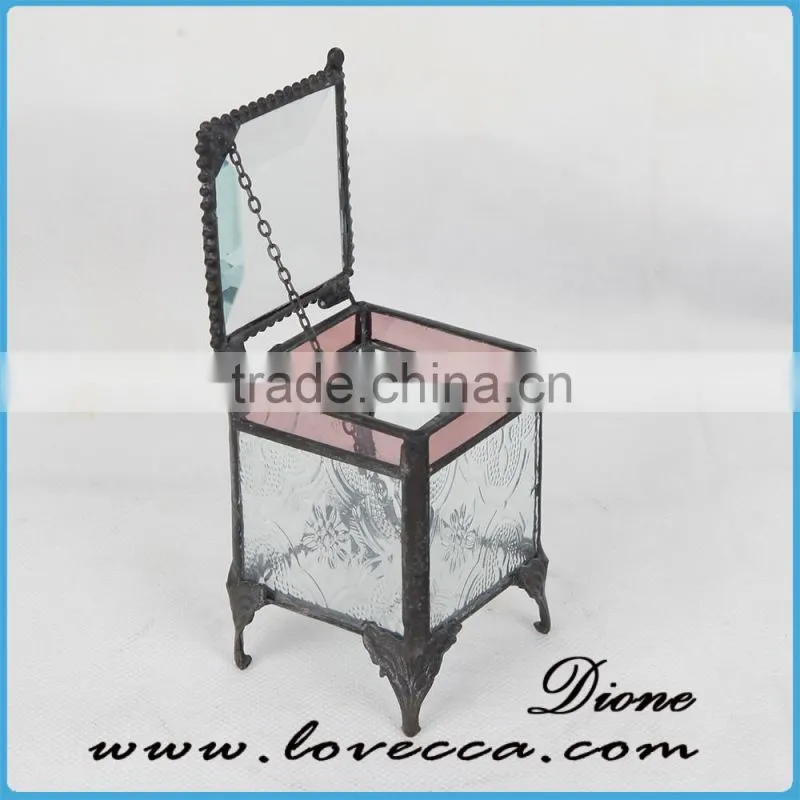 New product 2016 indoor decorative brass wedding table centerpiece glass box