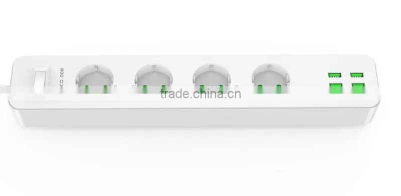 2015 HOT SALE ORICO OEM ODPC-4A4U surge protector with 4 port smart USB charger Power strip Eu Plug