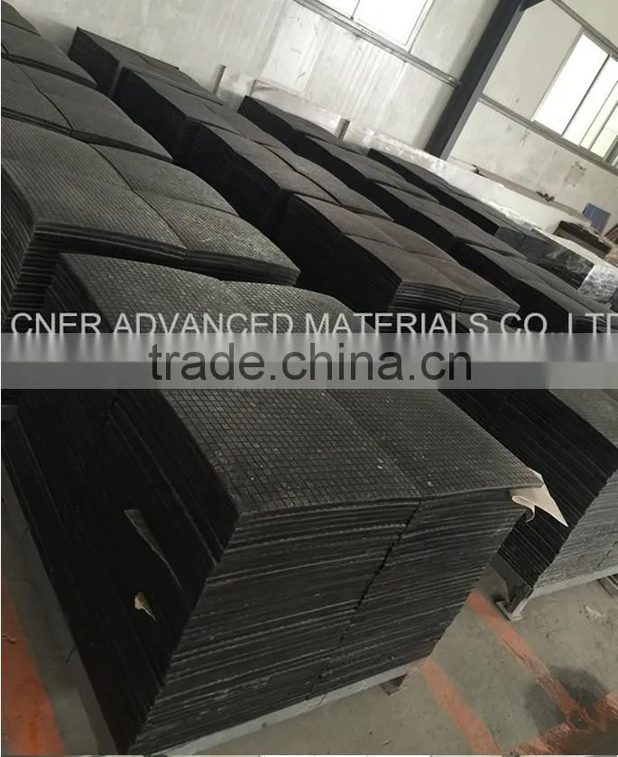 500*500mm ceramic rubber liner, hexagonal ceramic tiles embedded