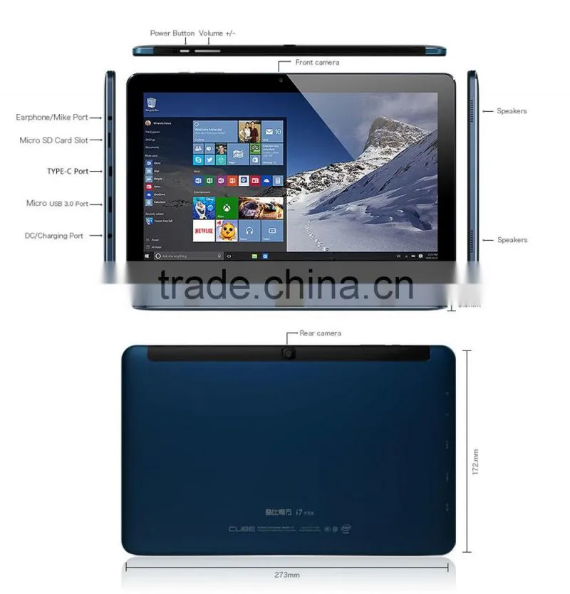 Cube i7 Book 2 in 1 Tablet PC Win 10 10.6 inch IPS Screen Intel Skylake Core m3-6Y30 Dual Core 4GB RAM 64GB SSD ROM Cameras