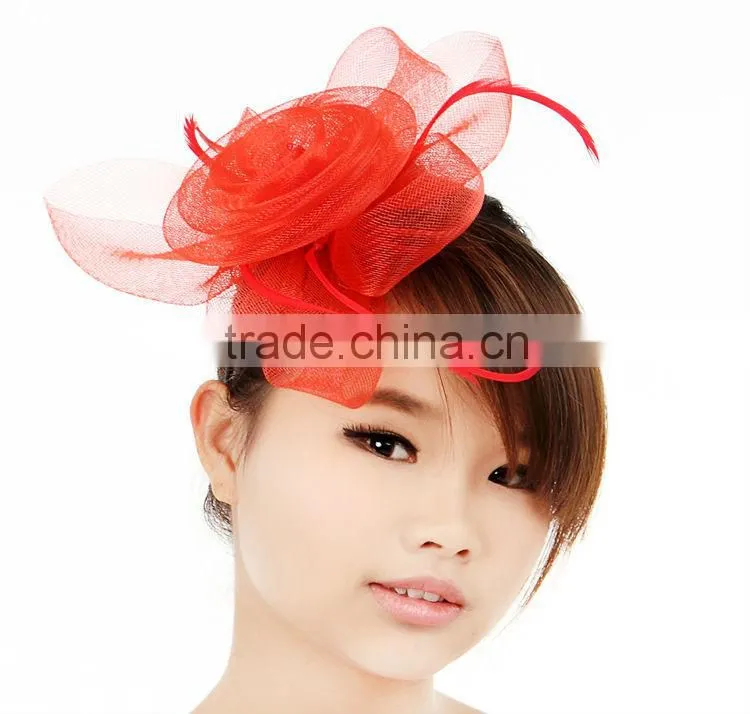 MYLOVE red sinamay fascinators black headband for women MLSM004