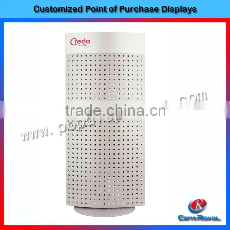 2014 hot sale metal floor rotating pegboard display stand
