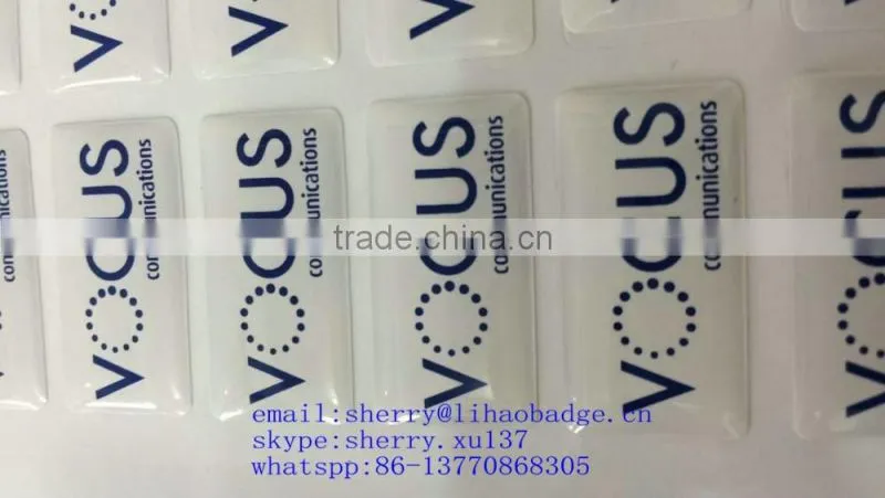 2016 OEM transparent soft Epoxy Resin label sticker