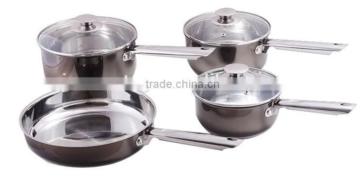Hot item red color 7pcs cookware set stainless steel cookware kitchen ware set