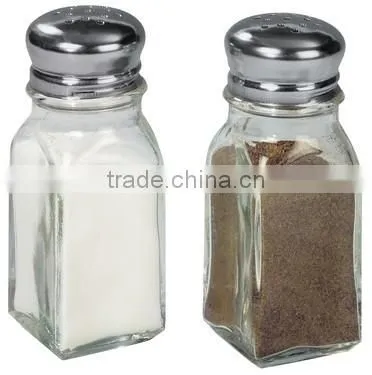 clean glass salt pepper shaker set for dinner