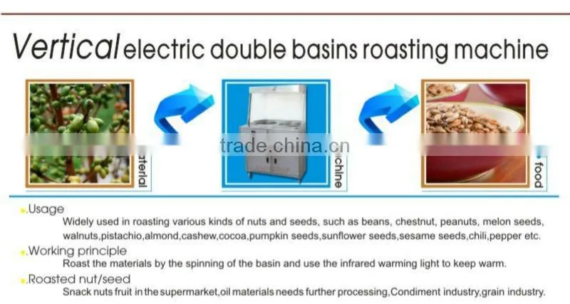 Vertical electric double basins roasting machine