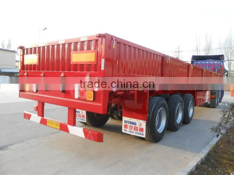 Tri-axle side wall twist locks flatbed semi trailer,Platform cargo trailer,Flatbed tractor trailer
