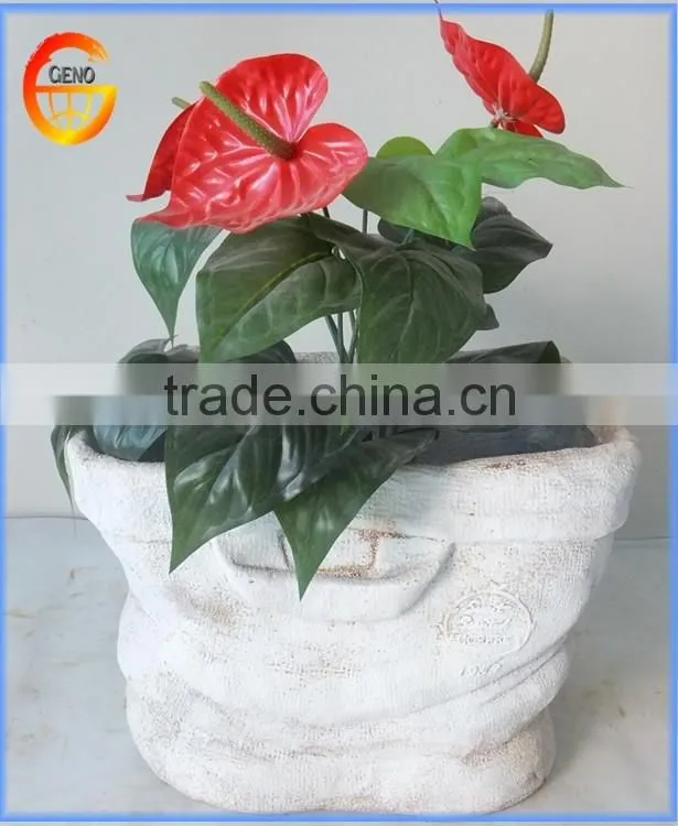 Fiber glass garden flower pot with rust metal effect