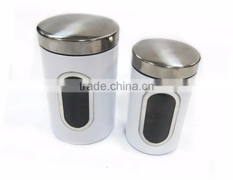 Blue 3-Piece Metal Nested Kitchen Canister Storage Set