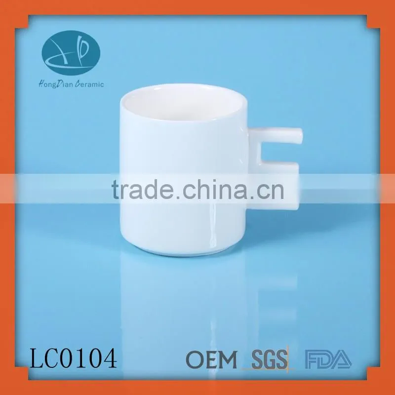 wholesale porcelain custom mug printing,promotion espresso mug with letter handle