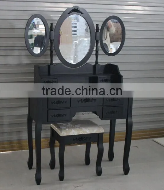 Dresser with triple mirror /make-up desk dressing table with stool