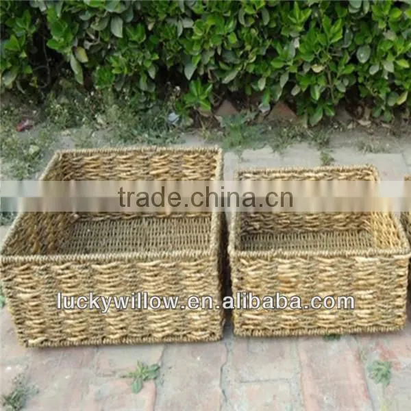 3pcs rectangle seagrass storage basket for garden