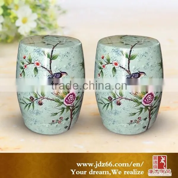 Special application cyan glazed hand painting stools/table chair sets