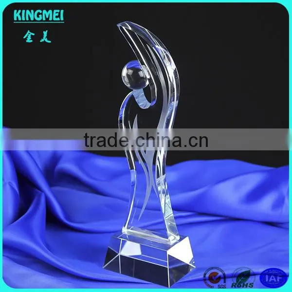 Fashion Transparent Crystal Glass Award golf ball Cup with Ball Top