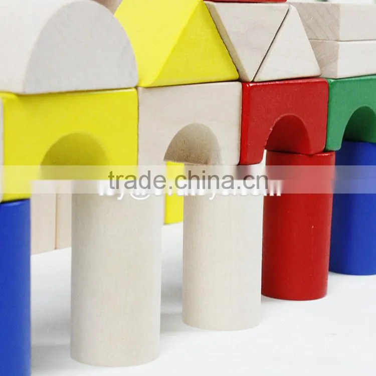 Colorful 80 pieces kids wooden toy connecting building blocks best sale children wooden intelligence building blocks W13A137