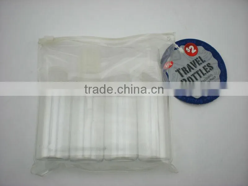 4PK plastic travel bottles with handy pouch