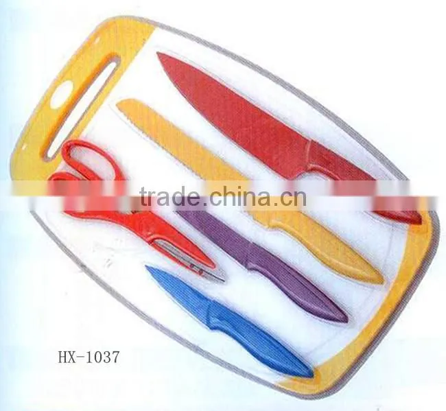 2015 hot sale good quality kitchen knife set with cutting board