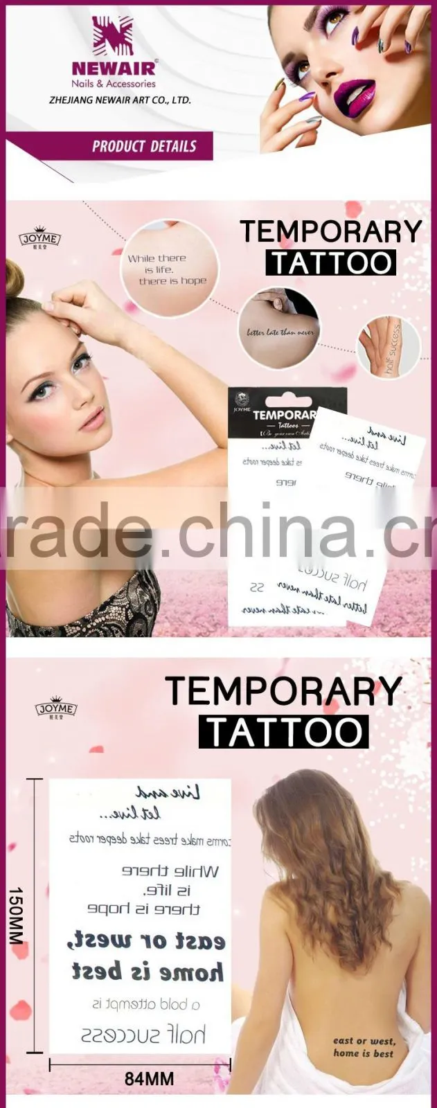 Newair OEM Promotional Black Temporary Tattoo for adults