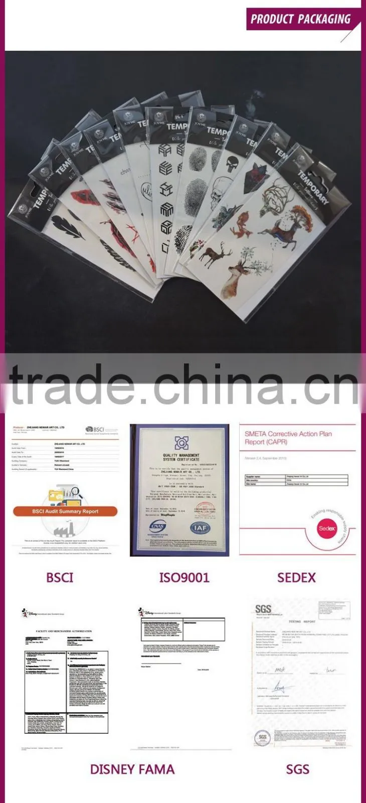 Newair OEM Promotional Black Temporary Tattoo for adults