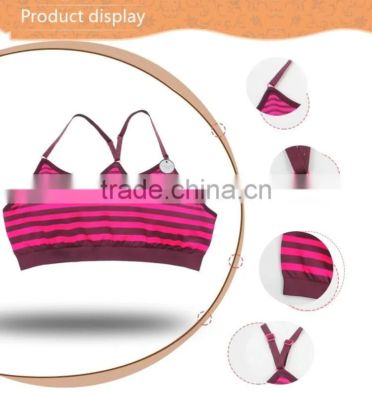 Sex beautiful young girl seamless stripe pattern sports bra