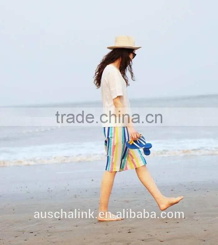 OEM service outdoor fashion colorful stripe beach girl short pants