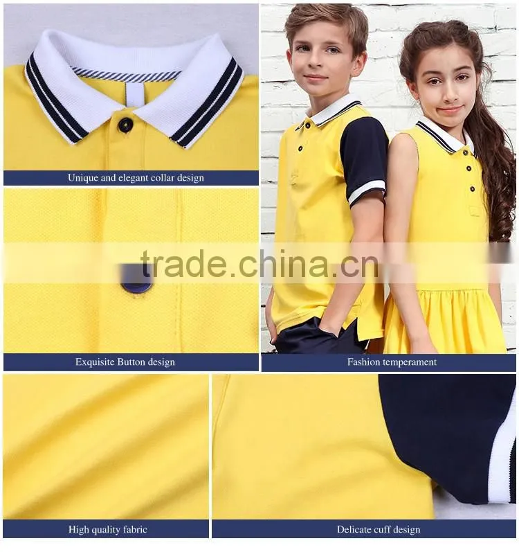 New Design Kindergarten Short Sleeve Polo Shirt With Pants And Skirt