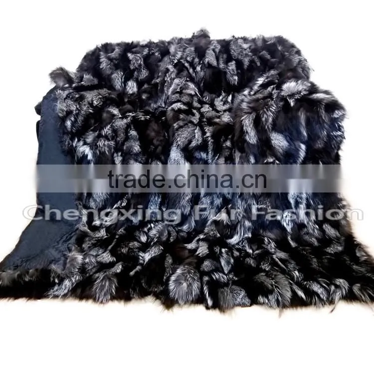 CX-D-82A Real Fur Silver Fox Real Fur Throw Blanket