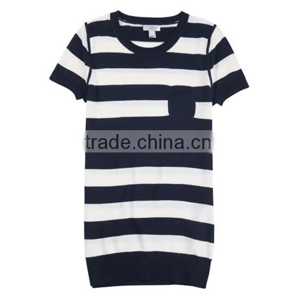 2014 New fashion stripes cable needle loose sweater