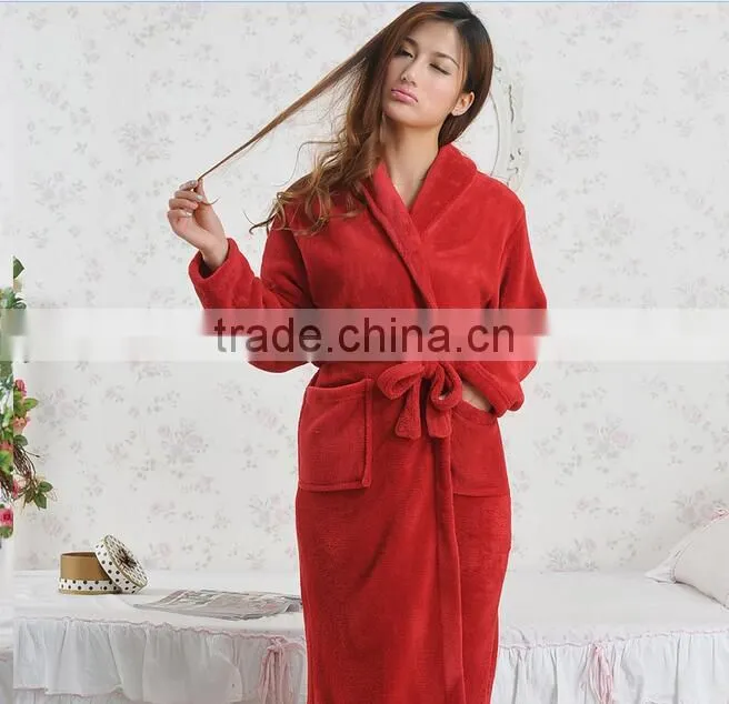 women bathrobe 100% cotton Fleece robe Towel Robe Breathable Hotel BathRobe RS017