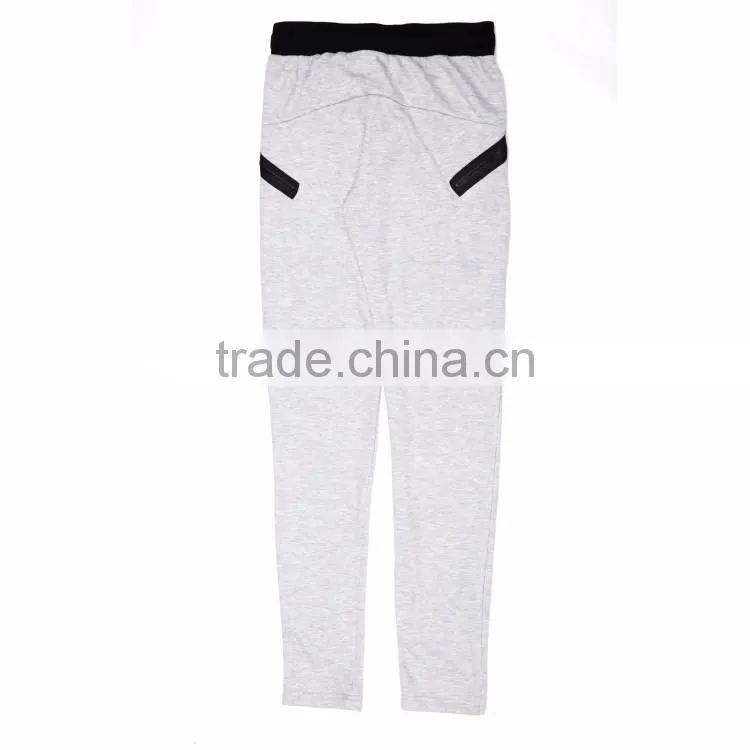 2016 high quality light grey zipper pocket jogger sweat mens golf pants