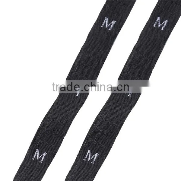 Polyester Clothing Labels Size Tags Craft Black Size M Embroidered Cloth Iron On Patch