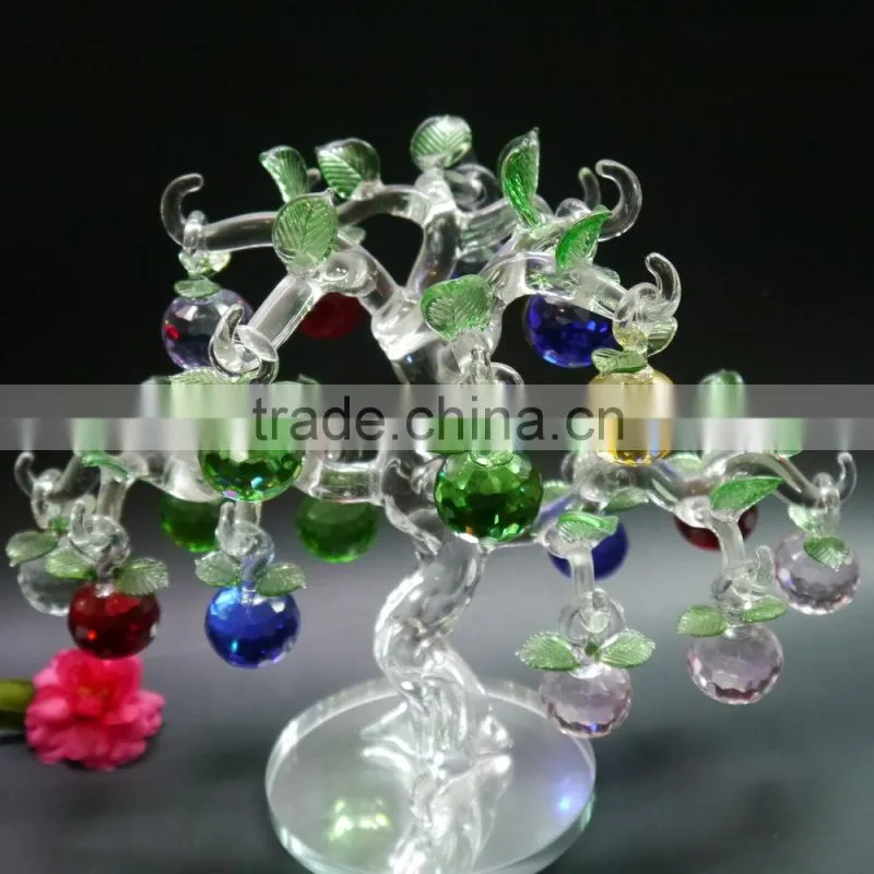 Christmas Day 's Crystal Tree With Colorful Apples For Wedding Souvenir Crystal Gift
