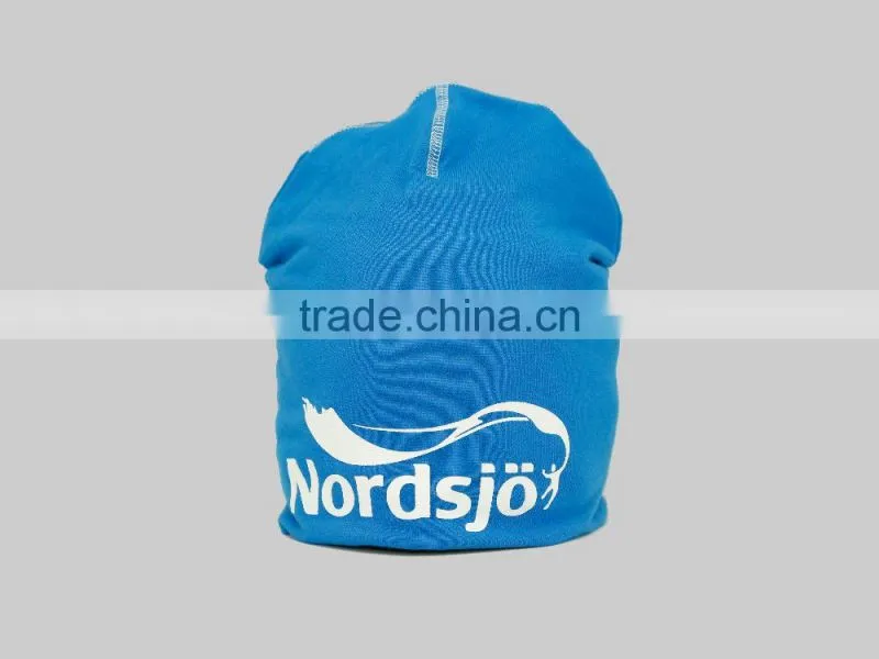 embroidery printing custom logo winter spandex cotton jersey beanie hat with cover stitch