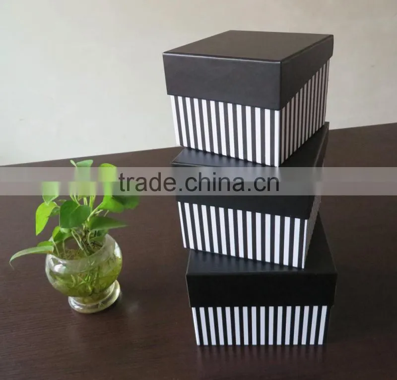Gift Box Set - Gift Box Stripe Square Lime Set of 3 Black